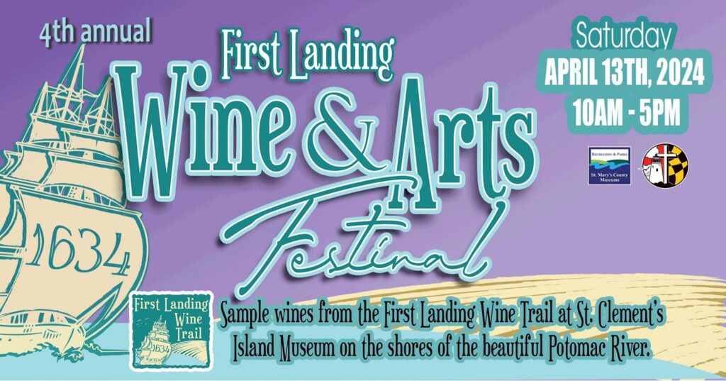 Annual First Landing Wine & Arts Festival Returns To St. Clement’s Island Museum FLWAF FBheader2024 1024x537